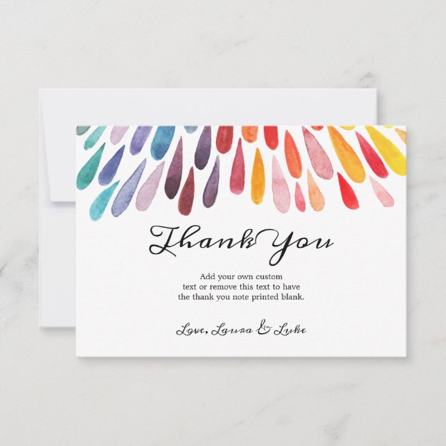 Colourful, Rainbow Thank You Cards (Front)