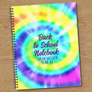 Colourful Rainbow Tie Dye Back to School Notebook