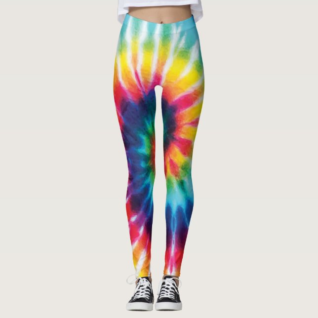 Colourful Rainbow Tie Dye Costume Leggings (Front)