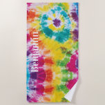 Colourful Rainbow Tie Dye Custom Name Beach Towel<br><div class="desc">Colourful Rainbow Tie Dye Custom Name Beach Towel you can easily add a name to make a unique one of a kind gift for your best friend or the rest of the family before heading off to your next tropical destination</div>