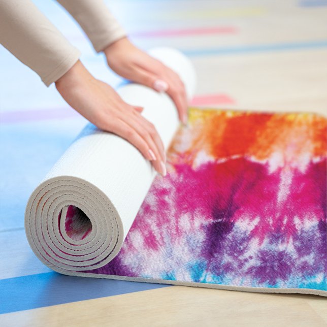 Colourful Rainbow Tie Dye Custom Name Best Friend Yoga Mat (Creator Uploaded)