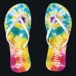 Colourful Rainbow Tie Dye Custom Name Vacation Jandals<br><div class="desc">Colourful Rainbow Tie Dye Custom Name flip flops you can easily add a name,  to make a unique one of a kind gift for your best friend or the rest of the family before heading off to your next tropical destination.</div>