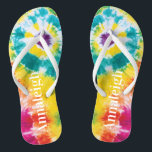 Colourful Rainbow Tie Dye Custom Name Vacation Jandals<br><div class="desc">Colourful Rainbow Tie Dye Custom Name flip flops you can easily add a name,  to make a unique one of a kind gift for your best friend or the rest of the family before heading off to your next tropical destination.</div>