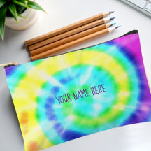 Colourful Rainbow Tie Dye Personalised Pencil Case
