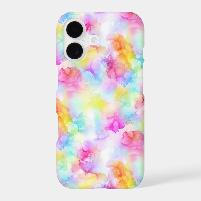Colourful Rainbow Tie Dye Watercolor Ink iPhone Case (Back)