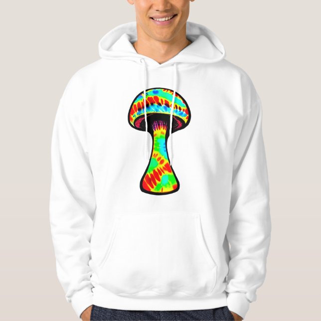 Colourful Rainbow TieDye Mushroom Hooded Sweatshir Hoodie (Front)