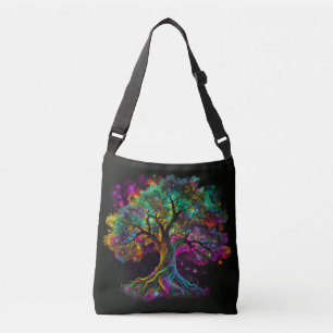 Colourful Rainbow Tree Fireflies Modern Artwork Crossbody Bag