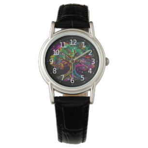 Colourful Rainbow Tree Fireflies Modern Artwork   Watch