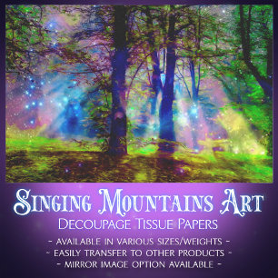 Colourful Rainbow Trees Magical Forest Decoupage Tissue Paper