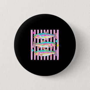 Colourful rainbow trout preppy summer lake life 6 cm round badge