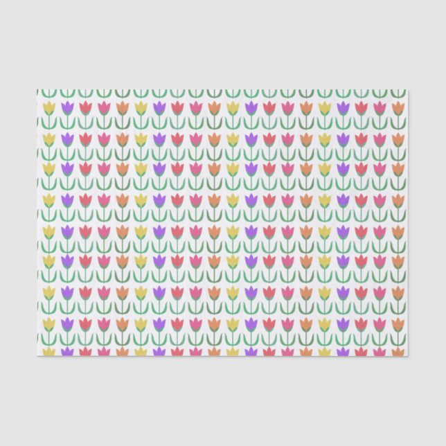 Colourful Rainbow Tulips, Spring Flowers Tissue Paper (Front)