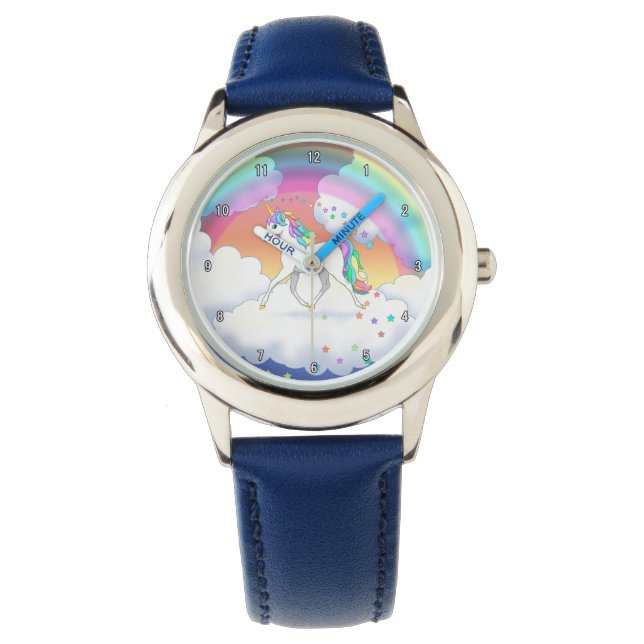 Colourful Rainbow Unicorn and Stars Watch (Front)