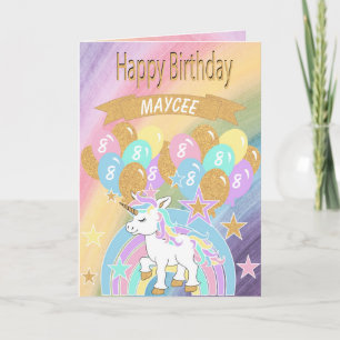 Colourful Rainbow Unicorn Birthday Card