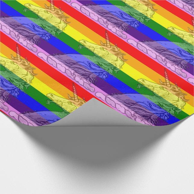 Colourful Rainbow Unicorn Pattern LGBT Gay Pride Wrapping Paper (Corner)