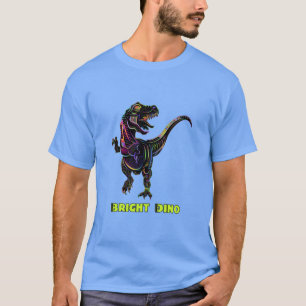 Colourful Rainbow Velociraptor Dinosaur Art T-Shir T-Shirt