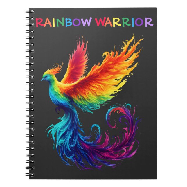 Colourful Rainbow Watercolor Phoenix Warrior Uniqu Notebook (Front)