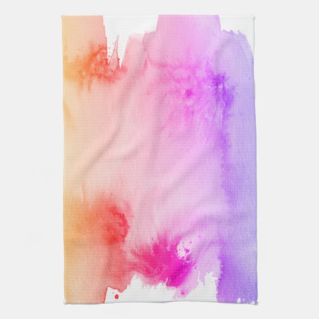 Colourful Rainbow Watercolor Splotches Abstract Ar Tea Towel (Vertical)