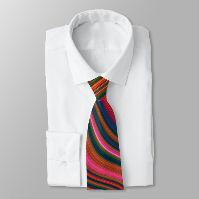 Colourful Rainbow Wavy Abstraction Tie (Tied)