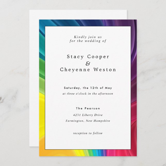 Colourful Rainbow Wedding Invitation (Front/Back)