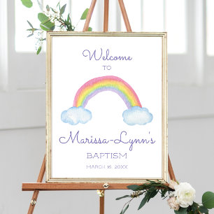 Colourful Rainbow Welcome To Baptism Christening Poster