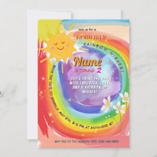 Colourful Rainbow Whimsical Party Birthday Invitation