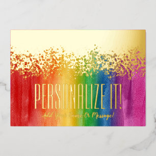 Colourful Rainbow With Gold Foil Glitzy Border Car