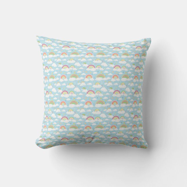 Colourful Rainbows and Clouds Cushion (Front)