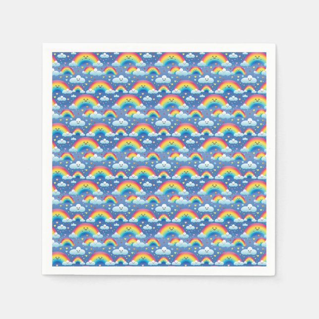 Colourful Rainbows and Clouds Napkin (Front)