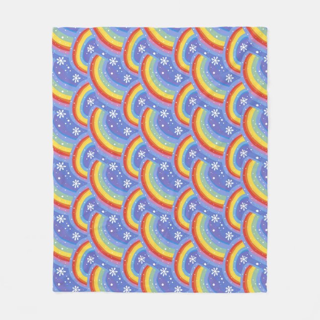 Colourful Rainbows on Purple Background Fleece Blanket (Front)