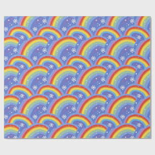 Colourful Rainbows on Purple Background Wrapping Paper