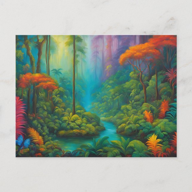 Colourful Rainforest River Landscape  Postcard (Front)