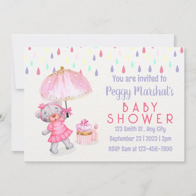 Colourful Rainy Day Baby Shower Invitation (Front)