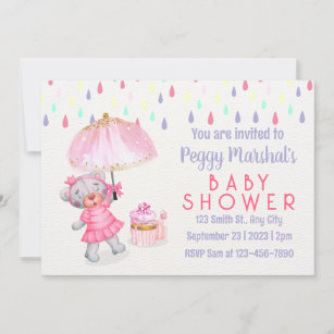 Colourful Rainy Day Baby Shower Invitation