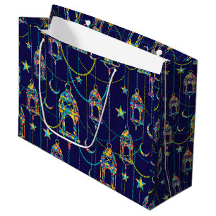 Colourful Ramadan symbols pattern Large Gift Bag