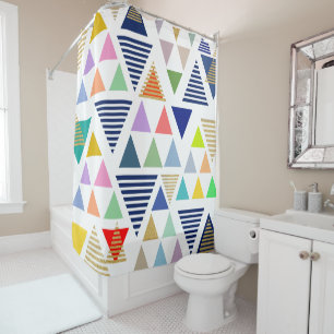 Colourful Random Assorted Triangles Pattern Shower Curtain