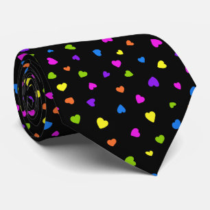 Colourful Random Tiny Hearts on Black Tie