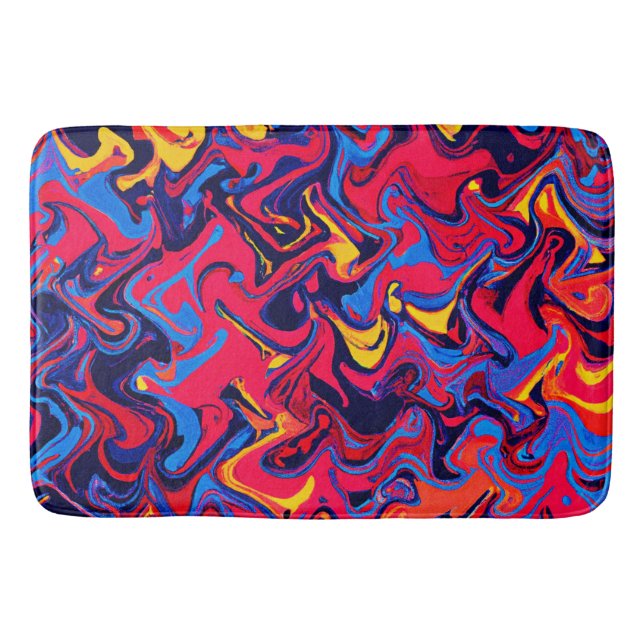 Colourful Random Waves Pattern Bath Mat (Front)