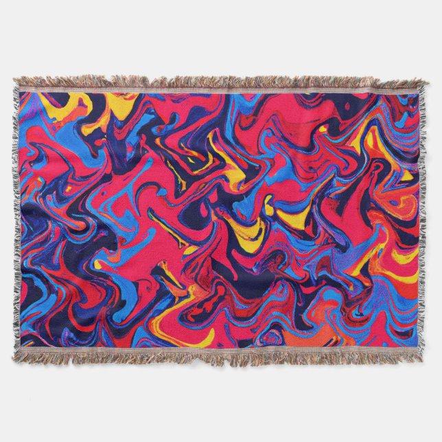 Colourful Random Waves Pattern Throw Blanket (Front)