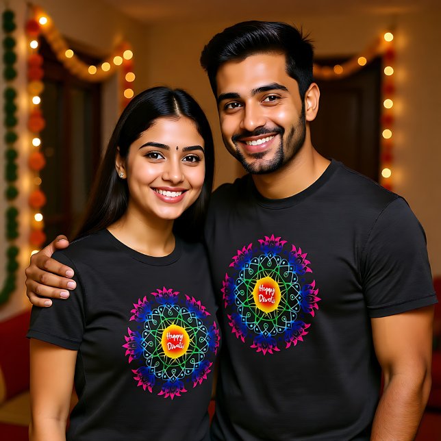 Colourful Rangoli with Happy Diwali  T-Shirt (Colorful Rangoli with Happy Diwali T-Shirt)