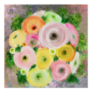 Colourful Ranunculus Bouquet Poster
