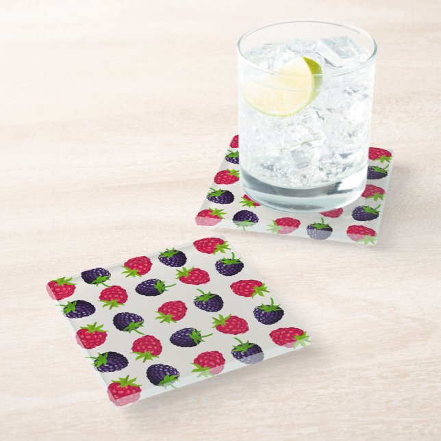Colourful Rasberry & Blackberry Coaster (Angled)