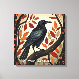 Colourful Raven Perched in a Tree Canvas Print