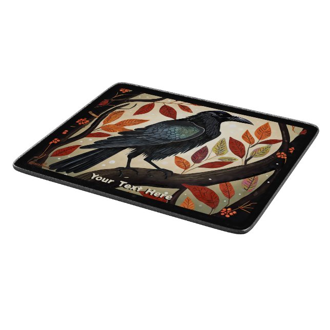 Colourful Raven Perched in a Tree Cutting Board (Corner)