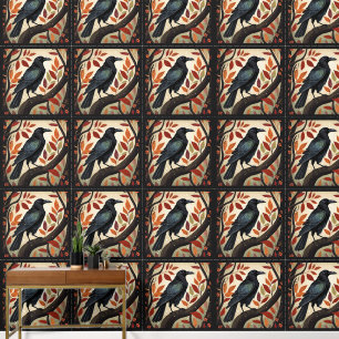 Colourful Raven Perched in a Tree Wallpaper