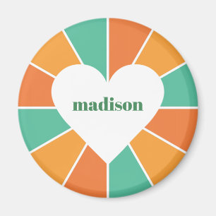 Colourful Rays & Heart custom name magnets