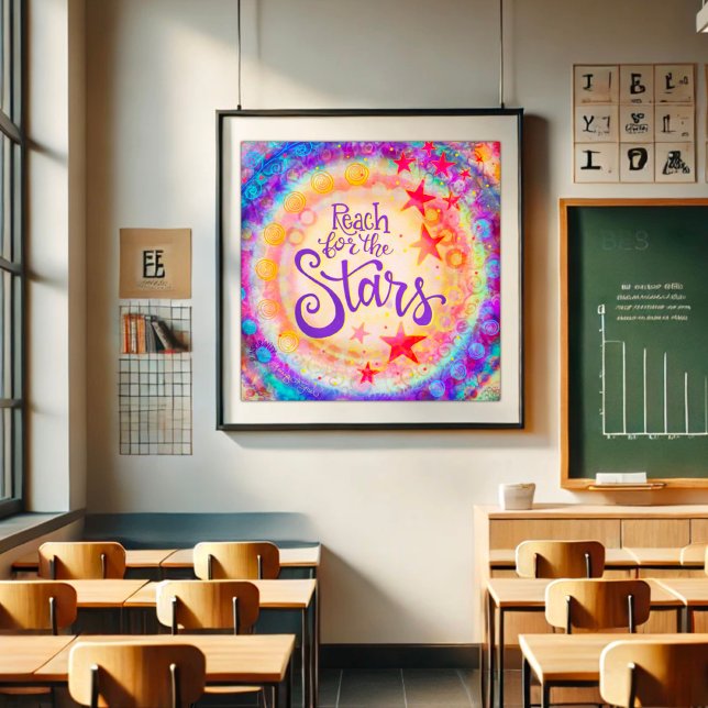 Colourful Reach for the Stars Quote Inspirivity Poster (Creator Uploaded)