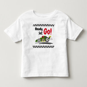 Colourful Ready Set Go Green Race Car Toddler T-Shirt