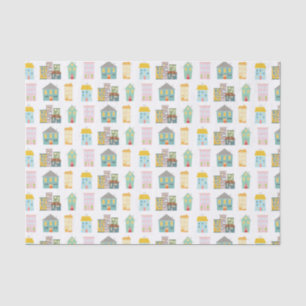 Colourful Real Estate Houses Tissue Paper