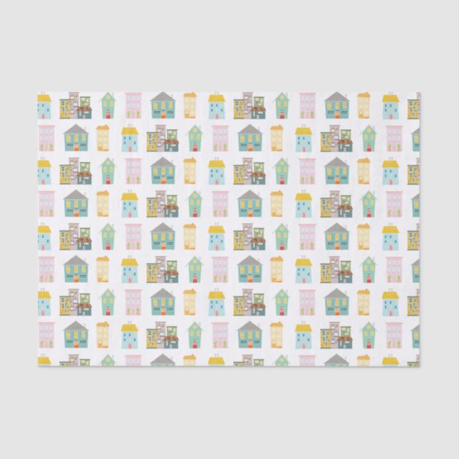 Colourful Real Estate Houses Tissue Paper (Front)