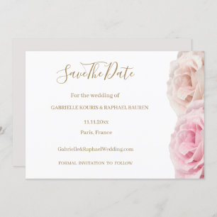 Colourful Real Roses Floral Save The Date Wedding Invitation